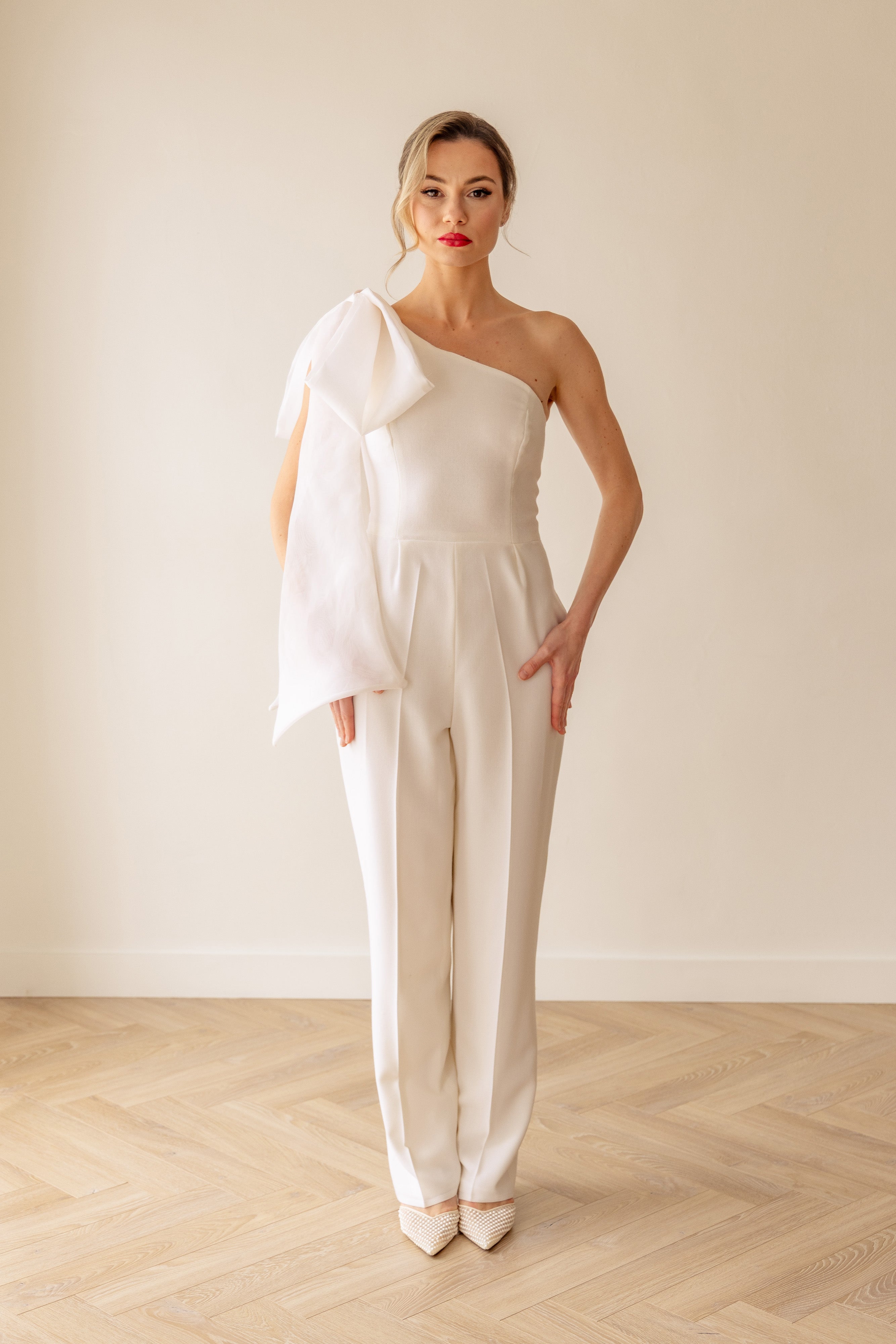 Off-Shoulder Tailored Jumpsuit